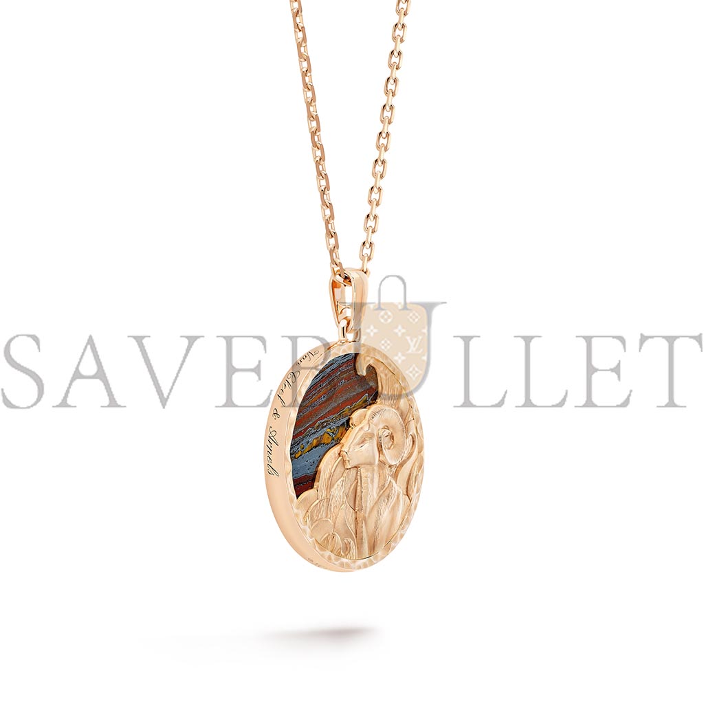 VAN CLEEF ARPELS ZODIAQUE LONG NECKLACE ARIETIS (ARIES) - ROSE GOLD, IRON EYE  VCARP9R800